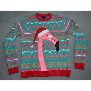 Blizzard Bay Unisex Flamingo Ugly Christmas Sweater Size Medium Acryllic Knit